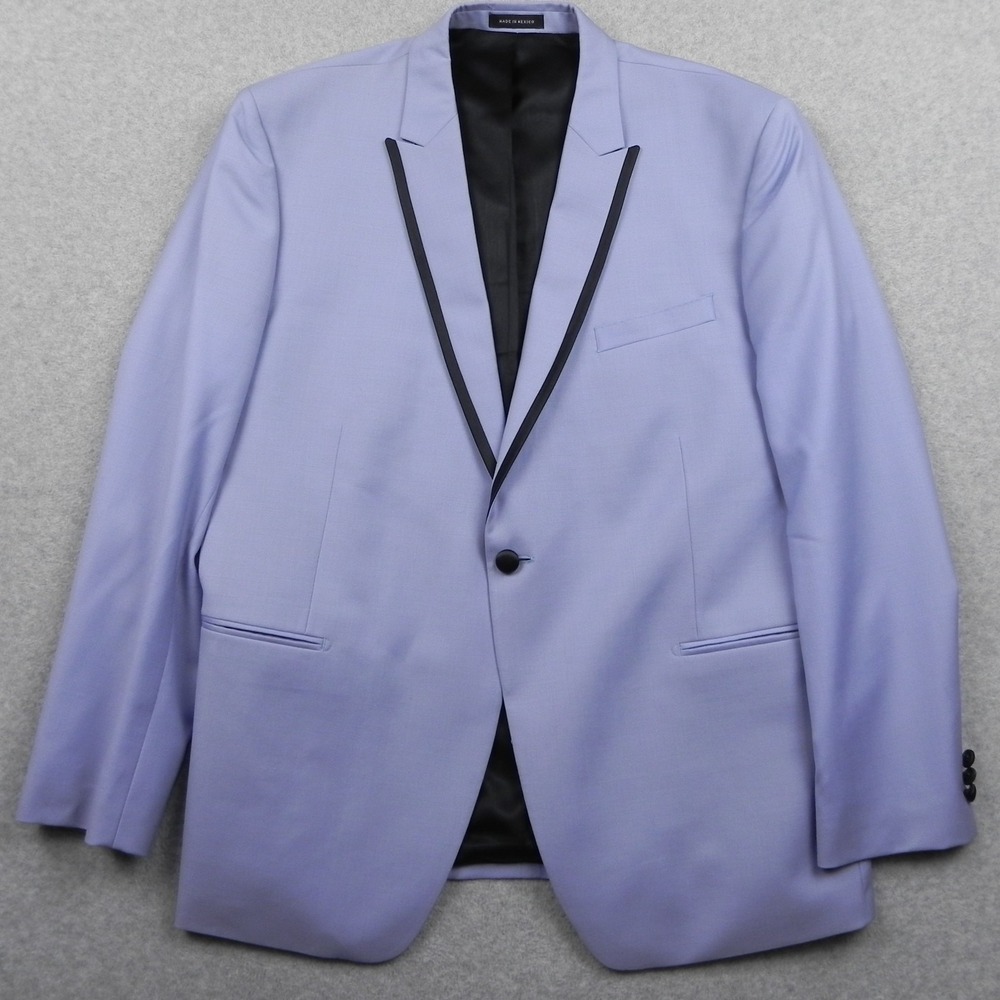 Egara Tuxedo Jacket Mens 44R Slim Fit Wool Blue Solid 1-Button Blazer Coat